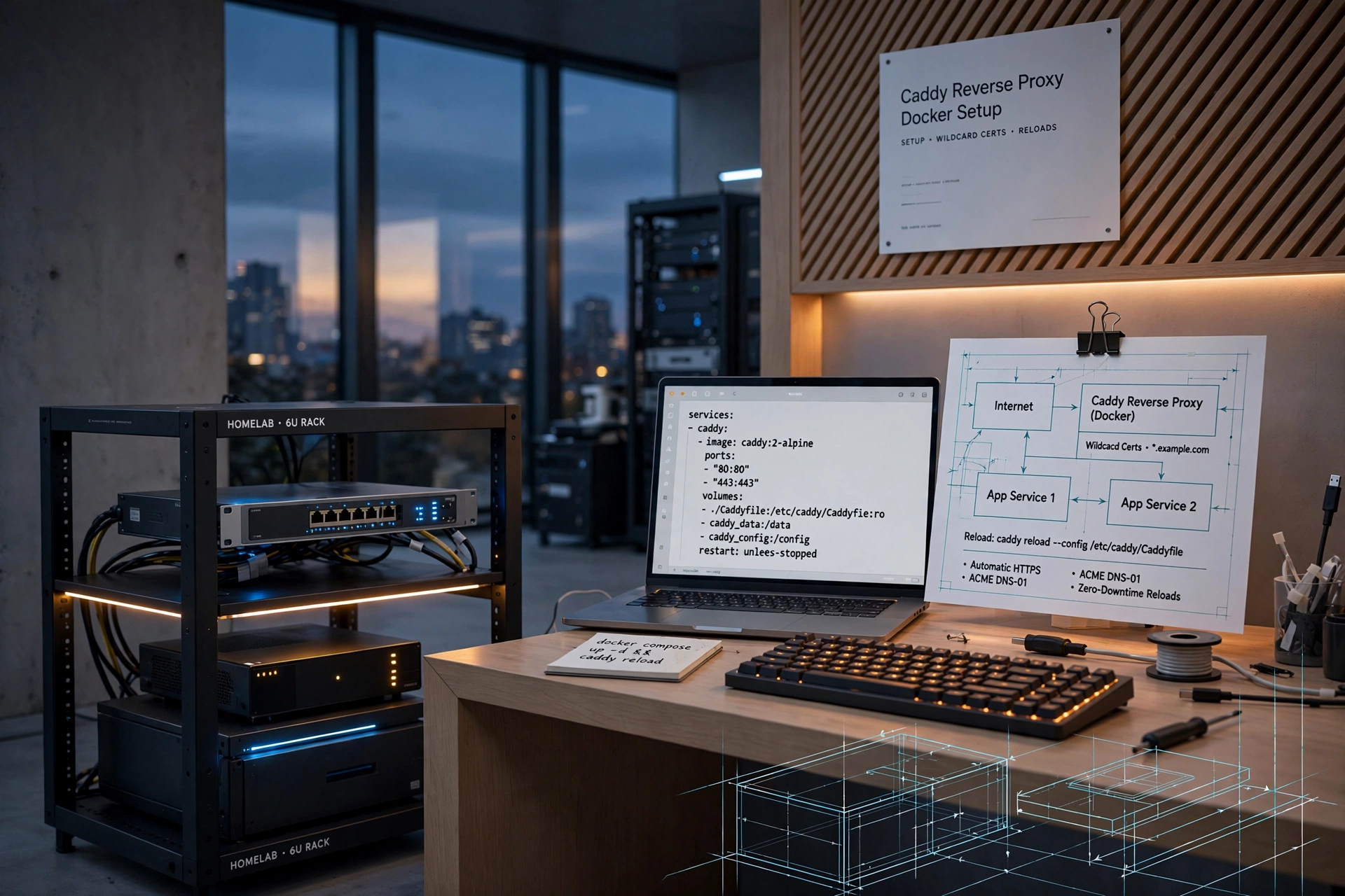 Caddy Reverse Proxy Docker: Setup, Wildcard Certs & Reloads